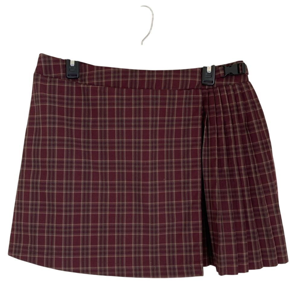 Wild Fable Womens School Girl Mini Pleated Skirt Size XL Burgundy Plaid
